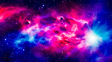 Canvas Print - Colorful space filled with lots of stars and purple and blue background.