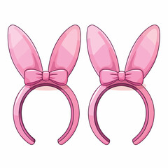 Wall Mural - pink easter bunny ears set flat vector illustration. pink easter bunny ears set hand drawing isolated vector illustration