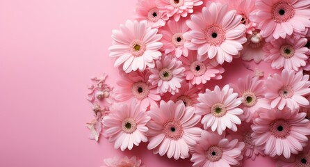 Poster - pink daisy flower background with white dots on light pink background