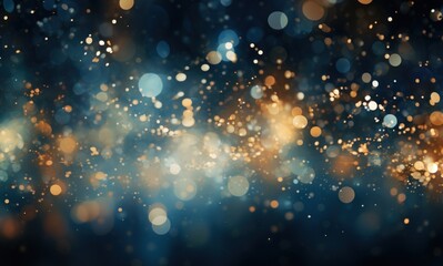 Wall Mural - sparkle background dark blue and gold bokeh lighting