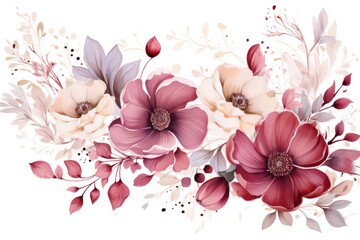 Poster - vector pink floral frame flowers,