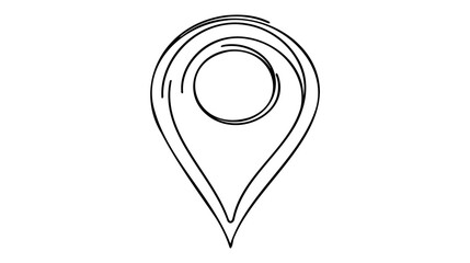 Fototapete - Location pointer continuous one line drawing. GPS navigation line route mark. Vector illustration isolated on white