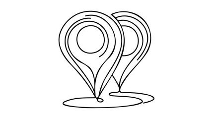 Fototapete - Location pointer continuous one line drawing. GPS navigation line route mark. Vector illustration isolated on white