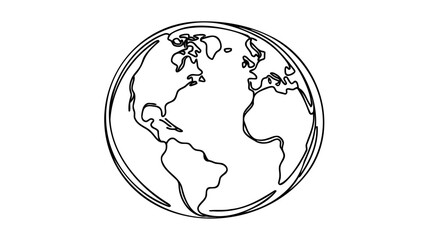 Poster - Globe. Earth globe one line drawing of world map minimalist vector illustration isolated on white background.