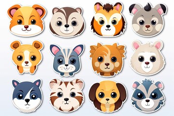 Animal stickers in cartoon style.