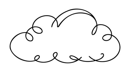 Sticker - Continuous one line drawing. Cloud on white background. Vector illustration.