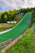 Wielka Krokiew, a ski jump in Zakopane lined with artificial grass, view from the bottom of the jump.