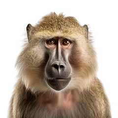 Wall Mural - Baboon monkey face shot isolated on transparent background