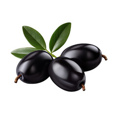 Canvas Print - black olives with leaves