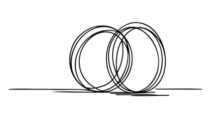 Wall Mural - One continuous line drawing of Wedding rings. Romantic elegance concept and symbol proposal engagement and love marriage in simple linear style.