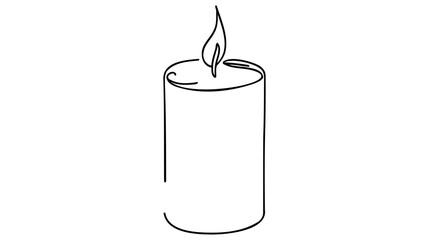 Canvas Print - Continuous one line drawing candle burning flame.