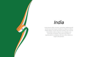 Wall Mural - Wave flag of India with copyspace background