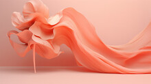 Abstract Peach Fabric Sculpture Resembling A Flower On A Pastel Background