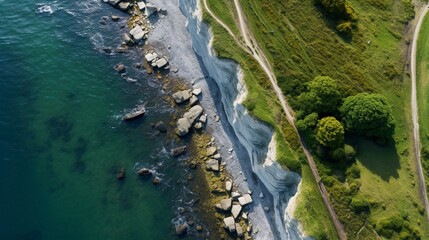 Wall Mural - Top Down View of the Cliffs at M??ns Klint in Denmark