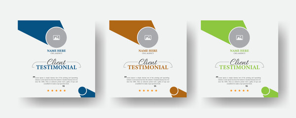 Square web banner template and social media post design for client testimonials