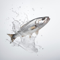 A fresh sea bass fish isolated on white background. Sea bass fish. Generative Ai