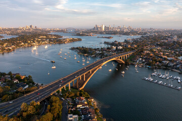 Wall Mural - the city of sydney and the gladesville bridge and parramatta river.