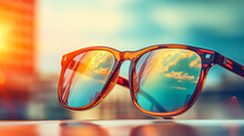 Sunglasses On A Sun Blue Background