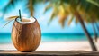 coconut cocktail on beach