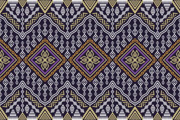  Ethnic ikat aztec embroidery style.Figure Geometric oriental traditional art pattern.Design for ikat background,wallpaper,fashion,clothing,wrapping,fabric,element,sarong,graphic,vector illustration.