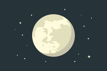 Wall Mural - Full moon with stars in outer space background