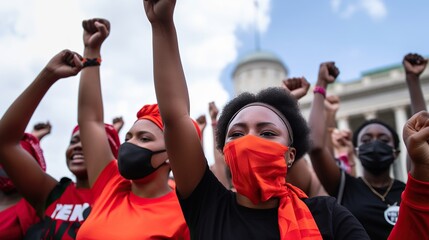 Wall Mural - A group of students in a protest 