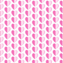 Wall Mural - Heart seamless pattern.Pink heart paper cut repeat pattern isolated on white background.Valentine love symbol background wallpaper vector graphic.