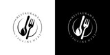 Fototapeta  - Spoon fork plate for dining restaurant logo designs