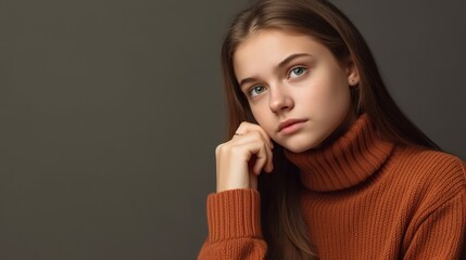 Wall Mural - Portrait of  an attractive young girl imaging something 