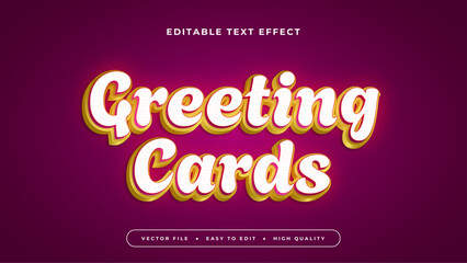 Poster - Gold white and purple violet greeting cards 3d editable text effect - font style