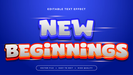 Poster - Blue orange and gray grey new beginnings 3d editable text effect - font style