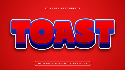 Poster - Blue and red toast 3d editable text effect - font style