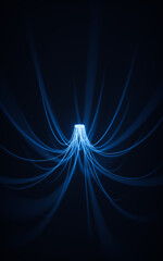 Poster - Glowing neon hanging lines, 3d rendering.