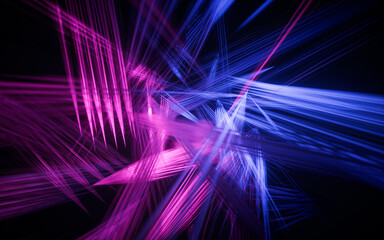 Poster - Abstract glowing neon lines background, 3d rendering.