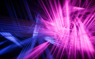 Poster - Abstract glowing neon lines background, 3d rendering.
