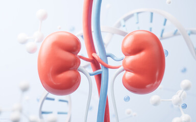 Wall Mural - Kidney and biological concept background, 3d rendering.