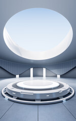 Poster - empty creative round room background, 3d rendering.
