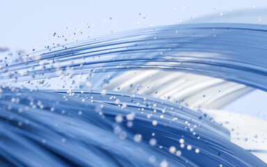 Poster - Flowing curves lines background, 3d rendering.