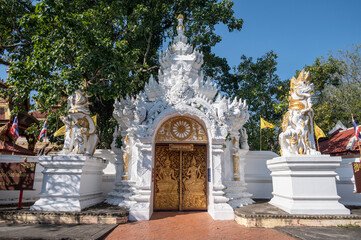 Wall Mural - Beautiful entrance view of Wat Phra Singh temple. One of Chiang Rai’s oldest temples was built in 1385.