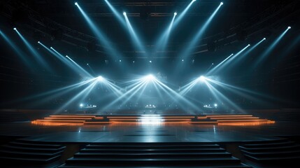 Aufkleber - Modern stage with lights. Generative AI.