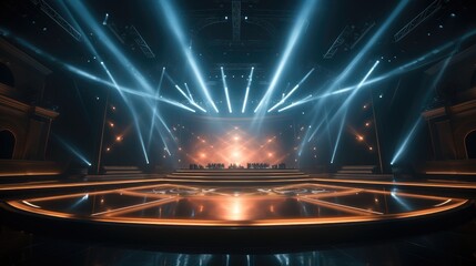 Aufkleber - Modern stage with lights. Generative AI.