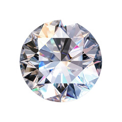 sparkling light round brilliant cut diamond with shadow and glowing lens flares. 3d rendering illust