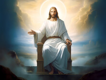 Jesus Sitting In Throne At Heaven