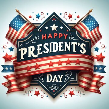 happy presidents day on white background: clipart design