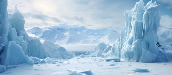 Poster - Icy Antarctic glacial formations.