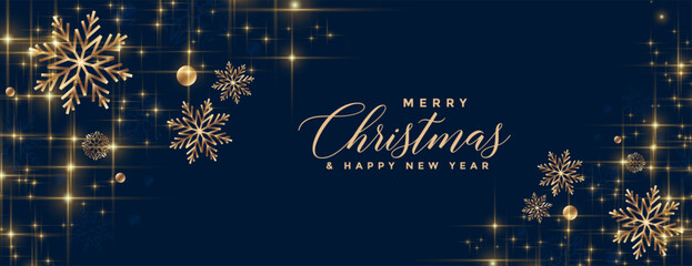 Wall Mural - sparkling merry christmas festival celebration wide banner