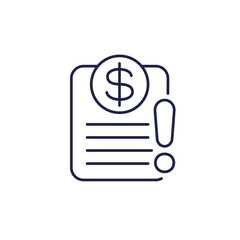 Canvas Print - Invoice payment error line icon