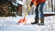 Clearing the Way. The Steadfast Effort of a Man Shoveling Snow on a Wintry Day. Generative AI