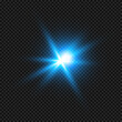 Vector blue lens flare transparent isolated