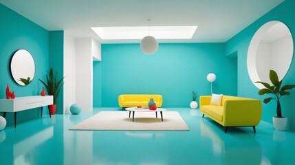 Wall Mural - Creative Space Design with High Saturation Contrast Colors